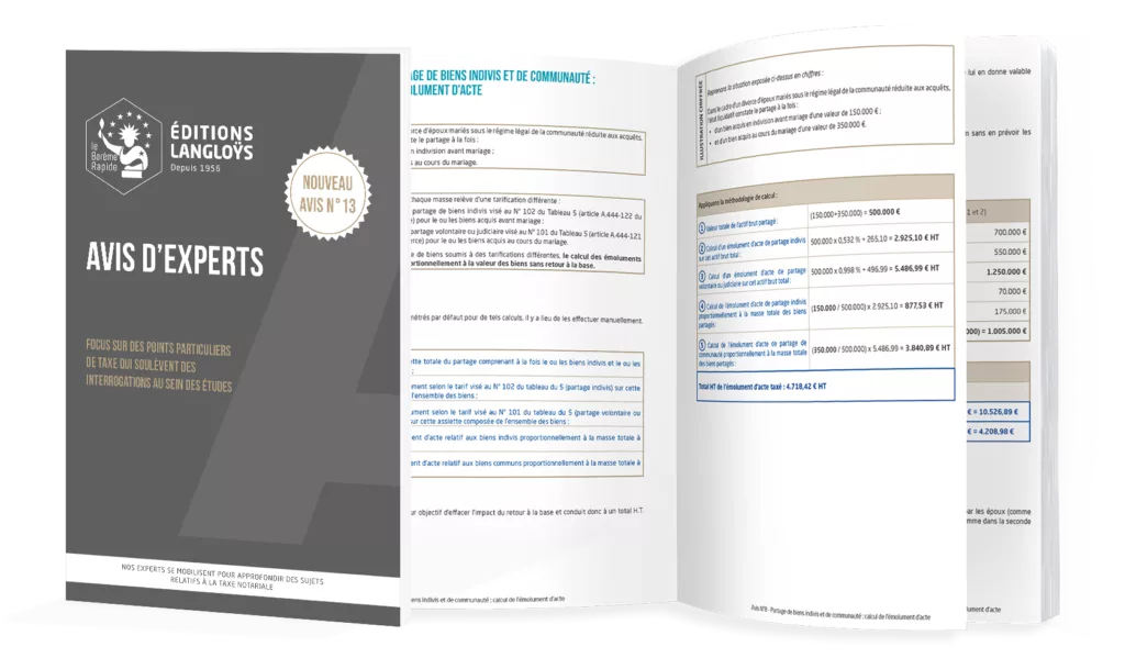 avis d'experts taxe des actes